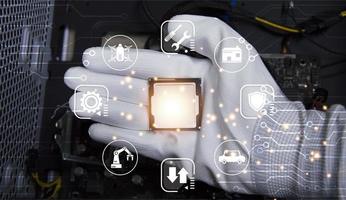Concept, CPU, AI is used to control everything around, using artificial intelligence. photo