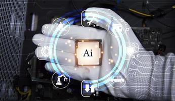 Concept, CPU, AI is used to control everything around, using artificial intelligence. photo