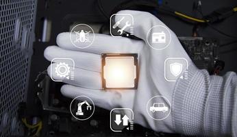 Concept, CPU, AI is used to control everything around, using artificial intelligence. photo