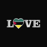 Love typography with Mozambique flag design vector