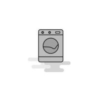 Washing machine Web Icon Flat Line Filled Gray Icon Vector