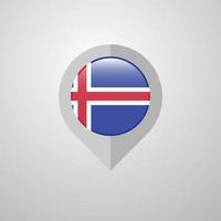 Puntero de navegación de mapa con vector de diseño de bandera de islandia