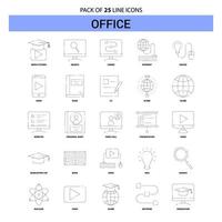conjunto de iconos de línea de oficina 25 estilo de contorno discontinuo vector