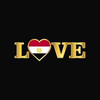 Golden Love typography Egypt flag design vector