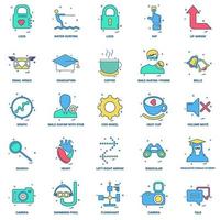 25 conjunto de iconos de color plano de mezcla de concepto de negocio vector