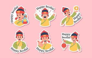 Seollal Chat Sticker Set vector