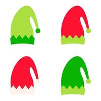 Set of Elf hat isolated on white background vector