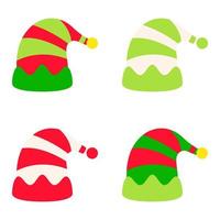 Set of Elf hat isolated on white background vector