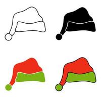 conjunto, de, santa claus, sombrero, aislado, blanco, plano de fondo vector