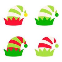 Set of Elf hat isolated on white background vector