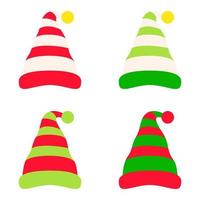 Set of Elf hat isolated on white background vector