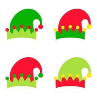 Set of Elf hat isolated on white background vector