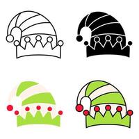 Set of Elf hat isolated on white background vector