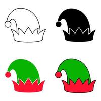 Set of Elf hat isolated on white background vector