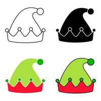 Set of Elf hat isolated on white background vector