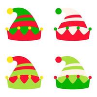 Set of Elf hat isolated on white background vector