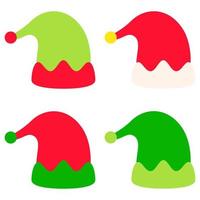 Set of Elf hat isolated on white background vector