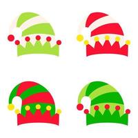 Set of Elf hat isolated on white background vector