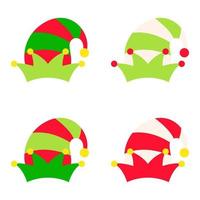 Set of Elf hat isolated on white background vector