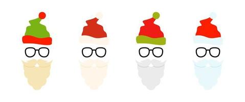 Barba con gorro de navidad y gafas sobre fondo blanco. vector