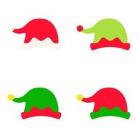 Set of Elf hat isolated on white background vector