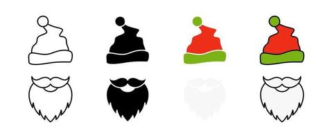 Beard with christmas hat on white background vector