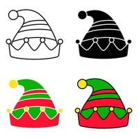 Set of Elf hat isolated on white background vector