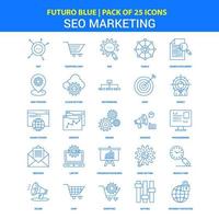 SEO Marketing Icons Futuro Blue 25 Icon pack vector