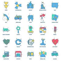 25 Business Concept Mix Flat Color Icon set vector