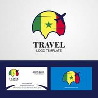 logotipo de la bandera de senegal de viaje y diseño de tarjeta de visita vector