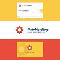 Beautiful Gear Logo and business card vertical Design Vector