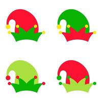 Set of Elf hat isolated on white background vector