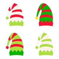 Set of Elf hat isolated on white background vector