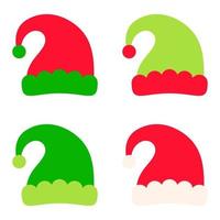 Set of Elf hat isolated on white background vector