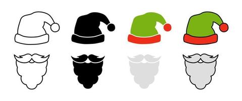 barba con sombrero de navidad sobre fondo blanco vector