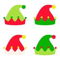 Set of Elf hat isolated on white background vector