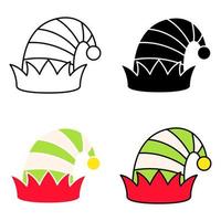 Set of Elf hat isolated on white background vector