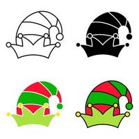 Set of Elf hat isolated on white background vector