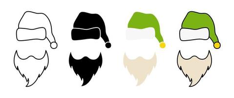 barba con sombrero de navidad sobre fondo blanco vector