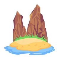 Premium flat vector design of mountain waterfall