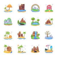 Bundle of Island Views Flat Vectors