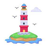 Trendy flat illustration of beach lighthouse vector