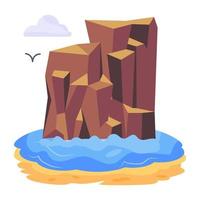 Premium flat vector design of mountain waterfall