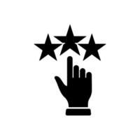 Positive Good Quality Service Rating Stars Silhouette Icon. Customer Hand Review Best Feedback Glyph Pictogram. Satisfaction Client Evaluate High Rate Recommend Icon. Isolated Vector Illustration.