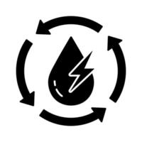 Water Electricity Energy Silhouette Icon. Renewable Hydropower Glyph Pictogram. Hydroelectric Green Energy Generation Symbol. Hydro Electric Eco Technology. Isolated Vector Illustration.