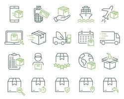 Delivery Service Line Icon. Package Cargo Shipment Logistic Linear Pictogram. Fast Air, Truck, Ship Post Transportation Order Parcel Box Outline Icon. Editable Stroke. Isolated Vector Illustration.