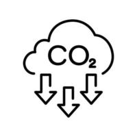 icono de línea de contaminación atmosférica. reducción de co2 de efecto invernadero con pictograma lineal de emisión de nubes. contaminación por dióxido de carbono en el icono del contorno del aire. trazo editable. ilustración vectorial aislada. vector