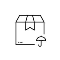 paquete de cartón con icono de línea de entrega de cuidado de paraguas. proteger el pictograma lineal de envío de caja de cartón seco. símbolo de contorno de carga del paquete de correos de advertencia. trazo editable. ilustración vectorial aislada. vector