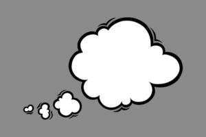 Cloud speech bubble in comic style. Speech bubble for thoughts and shouts isolated in grey background. Vector illustration