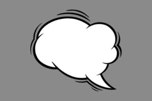 Cloud speech bubble in comic style. Speech bubble for comments and discussions isolated in grey background. Vector illustration